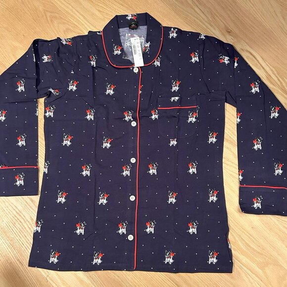 J.Crew NWT Dreamy Pajamas with Holiday French Bulldog Print - Picture 2 of 11